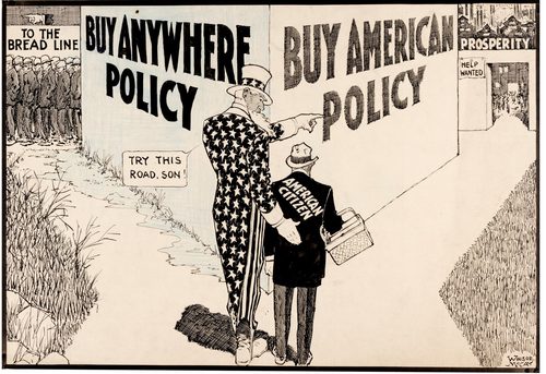 BUY AMERICAN POLICY (Winsor McCay cartoon - original art) — Sci-Fi Art